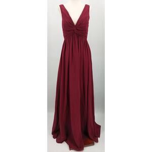 LULU'S SZ S Easy To Love You Burgundy Twist-Front Dress with Pockets B125 *flaw